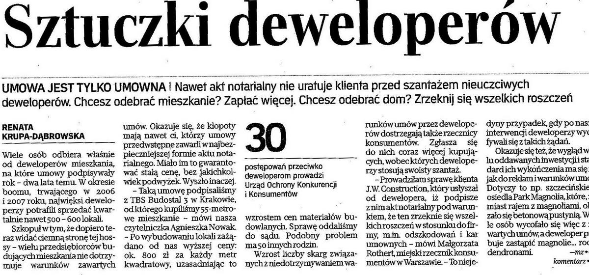 Rzeczpospolita - Sztuczki Deweloper�w